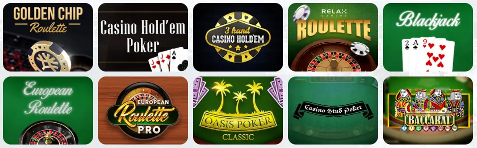 Jeux de table au Goldspin Casino
